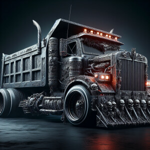 Lowrider dump  truck,with horror core,8k resolution, HDR, master...