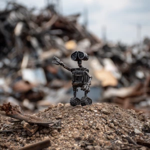 A small black silhouette of a robot's arm like a wall-e is stick...