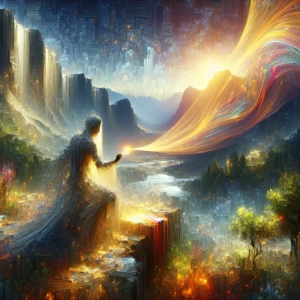 A chillingly captivating digital painting portrays a scene of gl...