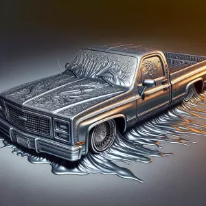 a  lowrider truck with  metallic gelatinous paint