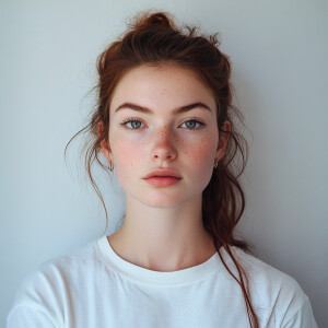 A 21-year-old woman with an endearing appearance, styled as a Ne...