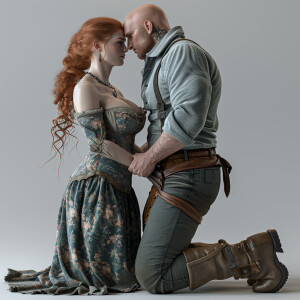 A photorealistic high resolution image. Light ginger haired fema...