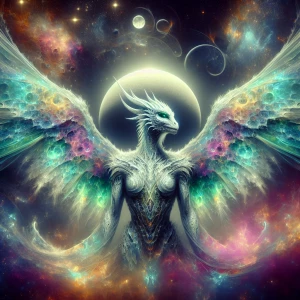 In the ethereal glow of moonlight, an otherworldly being stands,...