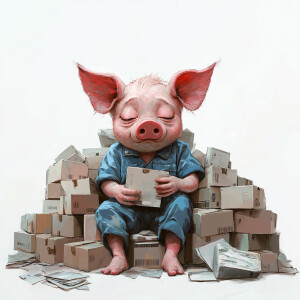 Create an image of a small, timid character inspired by a piglet...