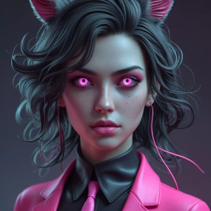 IMVU baddie with pink eyes and pink and black