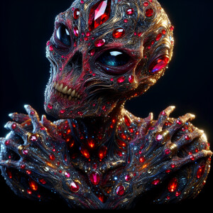 A haunting portrayal of an extraterrestrial specter with a mutil...