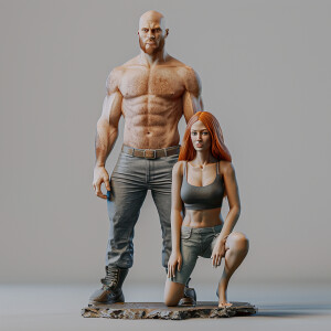 A photorealistic high resolution image. Light ginger haired fema...