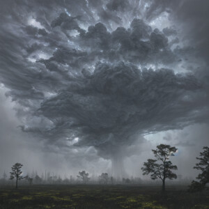 scary background storm on the background of trees thunderstorm l...