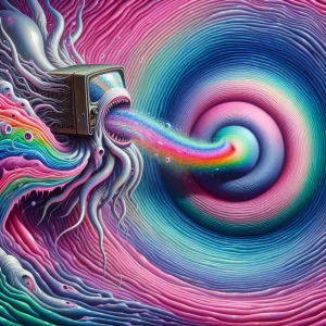 A hypnotic, swirling vortex of pastel pinks, blues, and greens f...