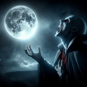 A  vampire howling at a full-moon for the first time. A masterpi...
