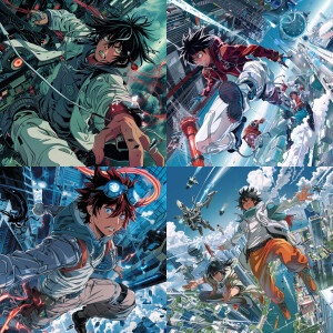 Create a anime cover similar to the anime series Air Gear