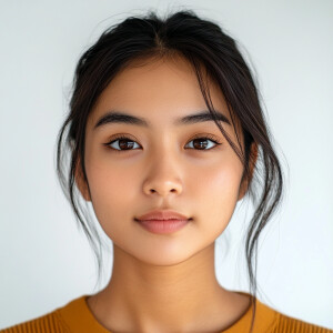 A 21-year-old Filipina woman with a clean face, exuding cuteness...