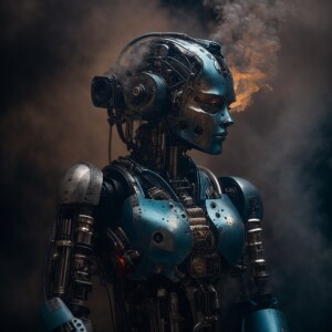 A futuristic humanoid robot with a highly detailed mechanical st...