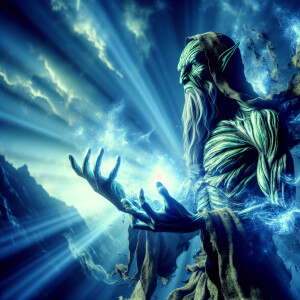 Star Wars Master Yoda using the Force. The background a majestic...