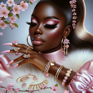 Create a realistic airbrushed illustration of an light skin Afri...