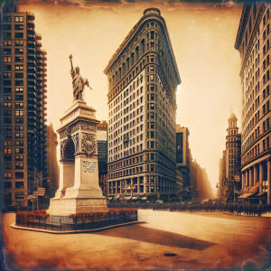 The World War I Victory Arch and Flatiron Building of New York C...