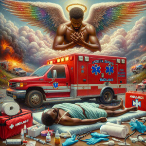 Create a realistic 3D oil painting depicting a scene of emergenc...