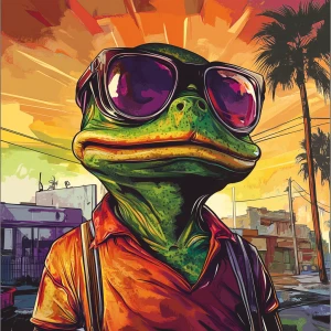 MEME PEPE in GTA art style — — in the style of a Grand Theft Au...
