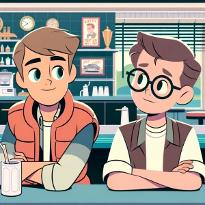 Illustrate Marty McFly, as portrayed by Michael J. Fox in "Back...