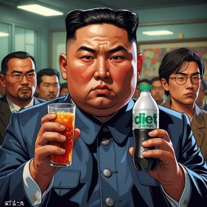 Kim Jong Un Drinks Diet Drink, art IN GTA style