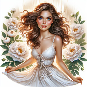 A glossy digital airbrush illustration of a beautiful fair skinn...