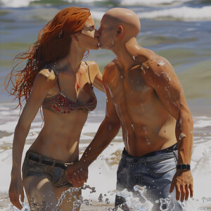 A photorealistic high resolution image. Light ginger haired fema...