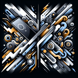 Create a logo of feud between Apple iPhone and Android