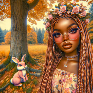 Airbrush style: create a beautiful scenic fall landscape.Standin...