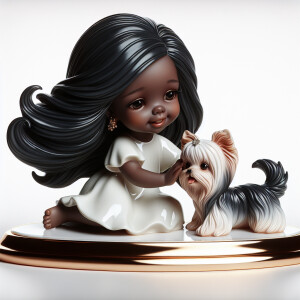 Prompt: porcelain Statue of a very light skin African-American g...