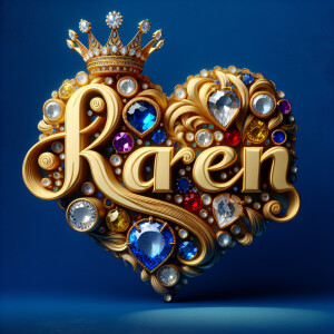 VCraft a 3-D image showcasing the name 'KAREN' in a luxurious go...
