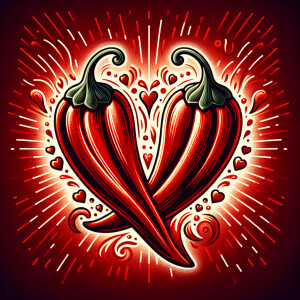 Text: Spice up my life" with a graphic of two peppers forming a...