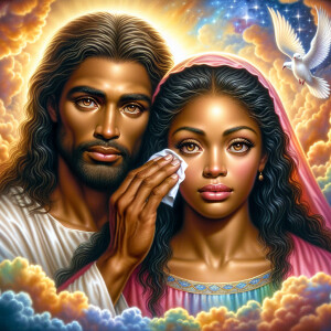 Ensure that the image distinctly represents both Jesus Christ an...
