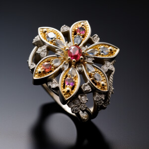 Design an exquisite sterling silver and gold cross ring adorned...