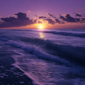 Purple sunrise over the seashore