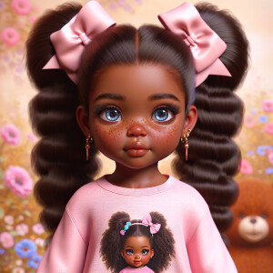 Refine the 3D realistic image of a four-year-old African-America...