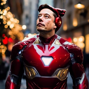 Elon Musk as Iron Man with Christmas style. elon doge.elon doge