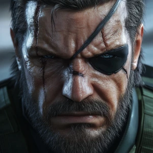 Create a selfie for video game character Big Boss from Metal Gea...