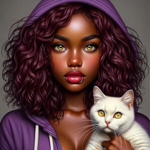 Create a hyper realistic oil painting of a African American , gl...