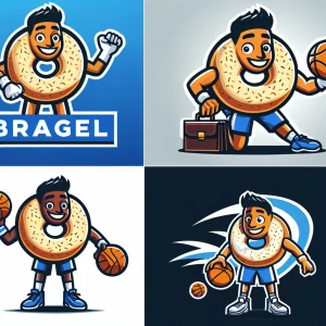 a man in a bagel costume as a basketball mascot
