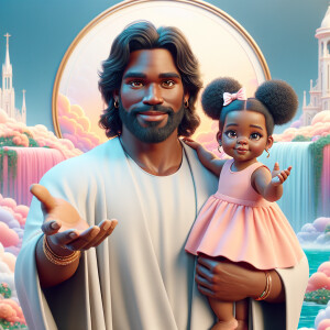 Create a 3D realistic artwork featuring the phrase 'Jesus Saves'...