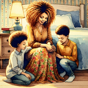 Water color  photo of a African American women full lips and lon...