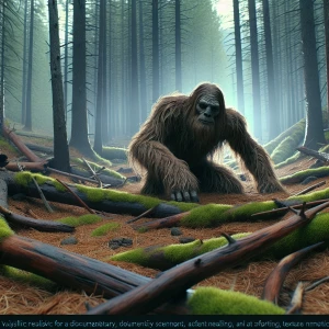 A humanoid looking hair covered sasquatch crawling like a spider...