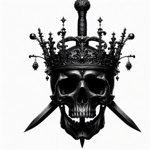 Sword skull black crown logo