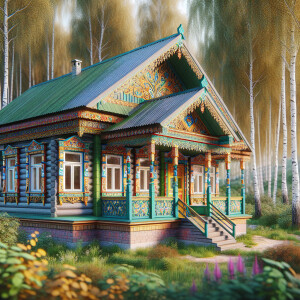 The house in Russia and trees