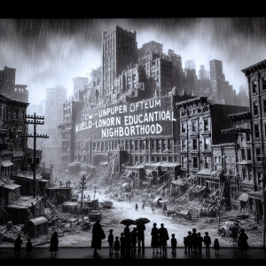 Generate an image reflecting a gritty, dystopian interpretation...