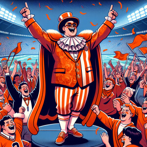 Image of an Auburn fan celebrating beating Alabama