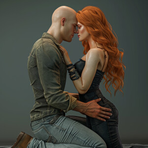 A photorealistic high resolution image. Light ginger haired fema...