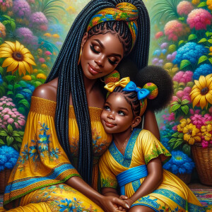 A tender depiction of a Bohemian mother with her child, both sty...
