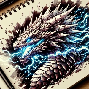 A shockingly unique basilisk, with crackling electric scales pul...