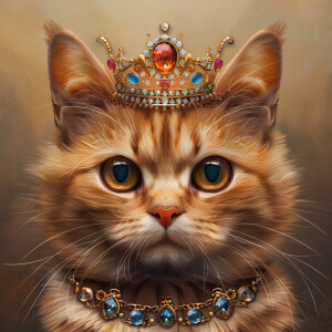 A cartoon. Beautiful cat, staring directly at the camera wearing...